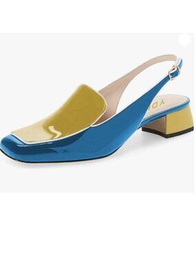 YDN Women Closed Square Toe Block Low Heels Slingback Formal Loafer Dressy Shoes